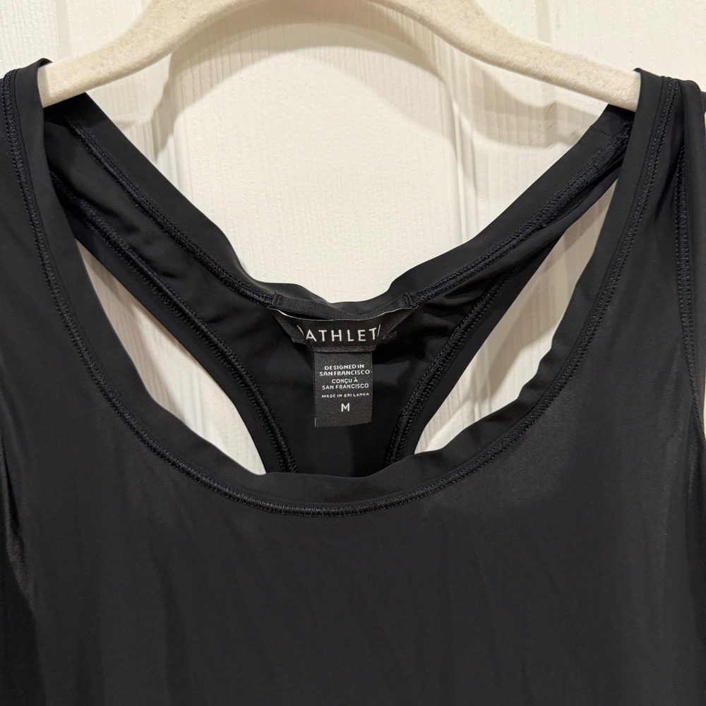Athleta Womens Black Racerback Activewear Tank Top Size M Scoop Neck Workout - Picture 7 of 8